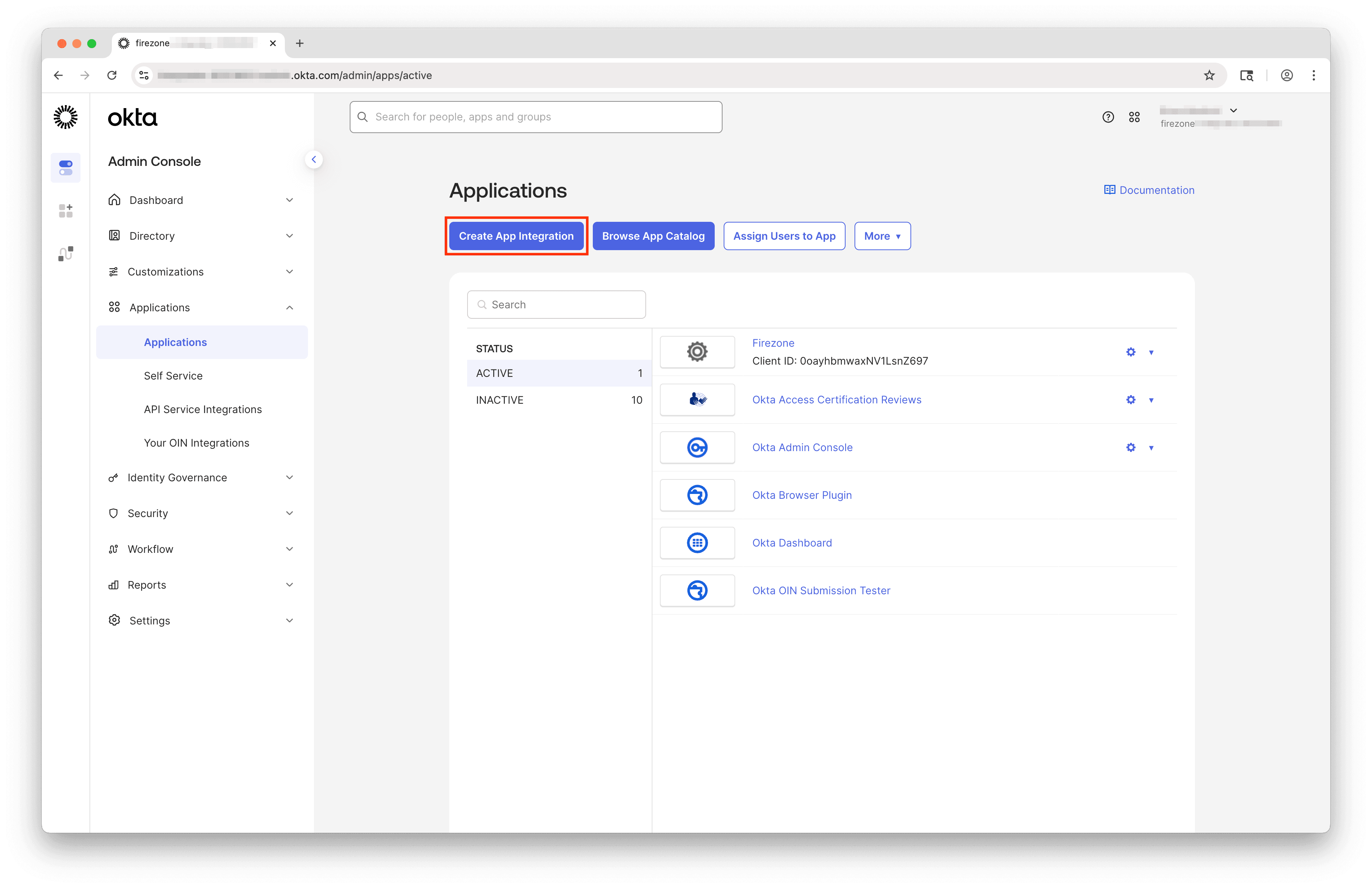 Okta create app integration