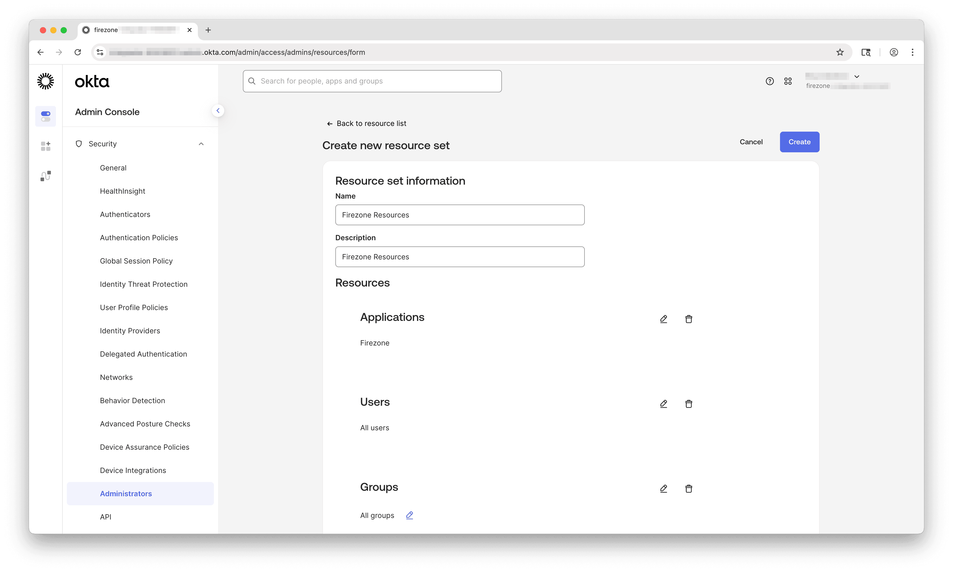 Okta Resource Set Configuration
